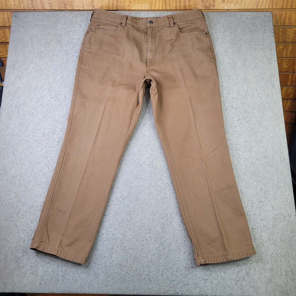 Duluth Trading Pants Mens 42x32 Brown Denim Workwear Straight Leg Regular Fit